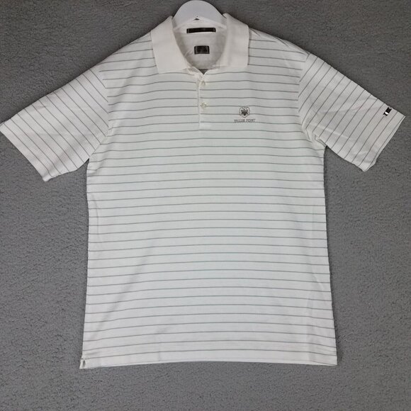 Nike Tiger Woods Polo Shirt Adult Medium White Stripe Falcon Point Golf Club Men - Picture 1 of 15
